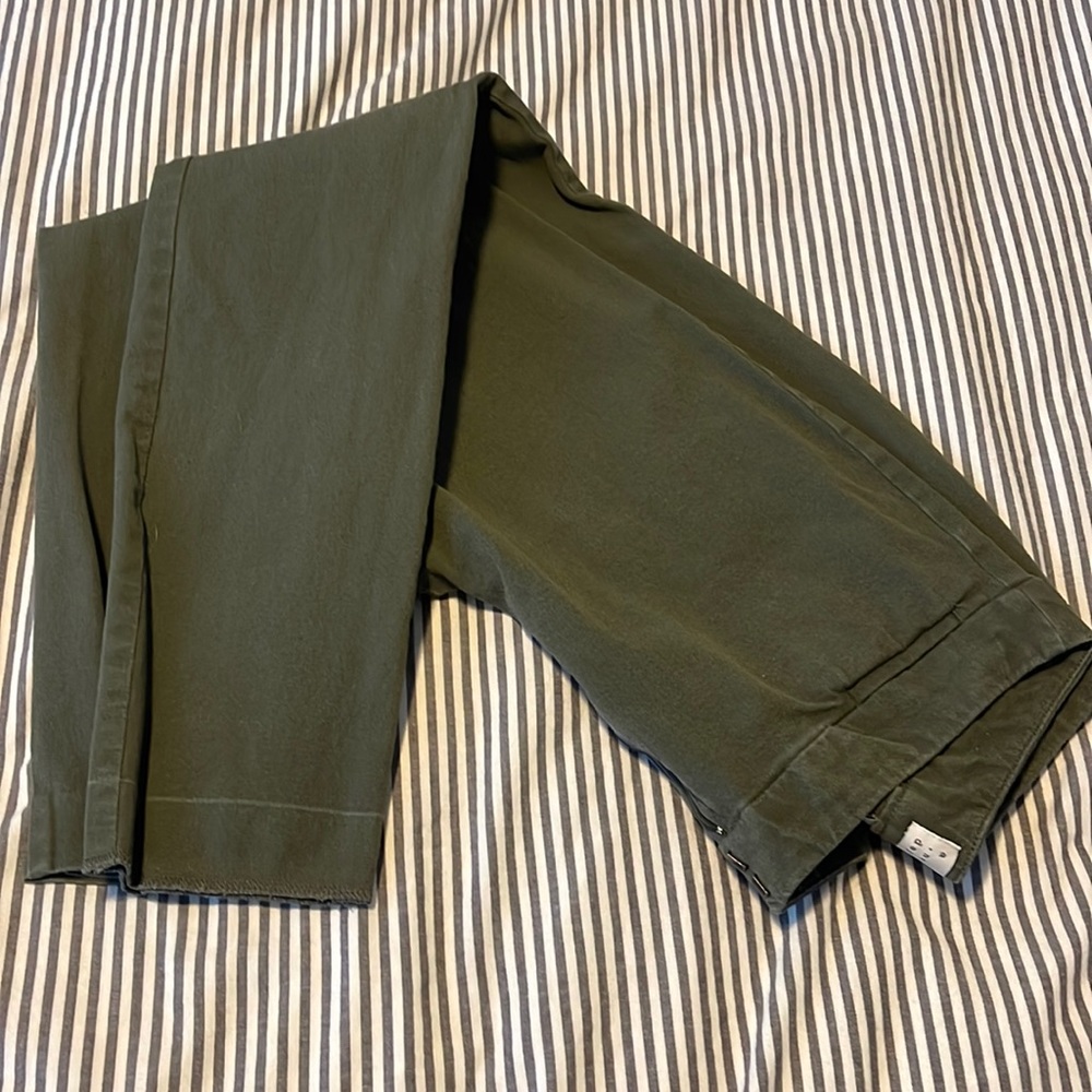 Olive green straight leg dress pants